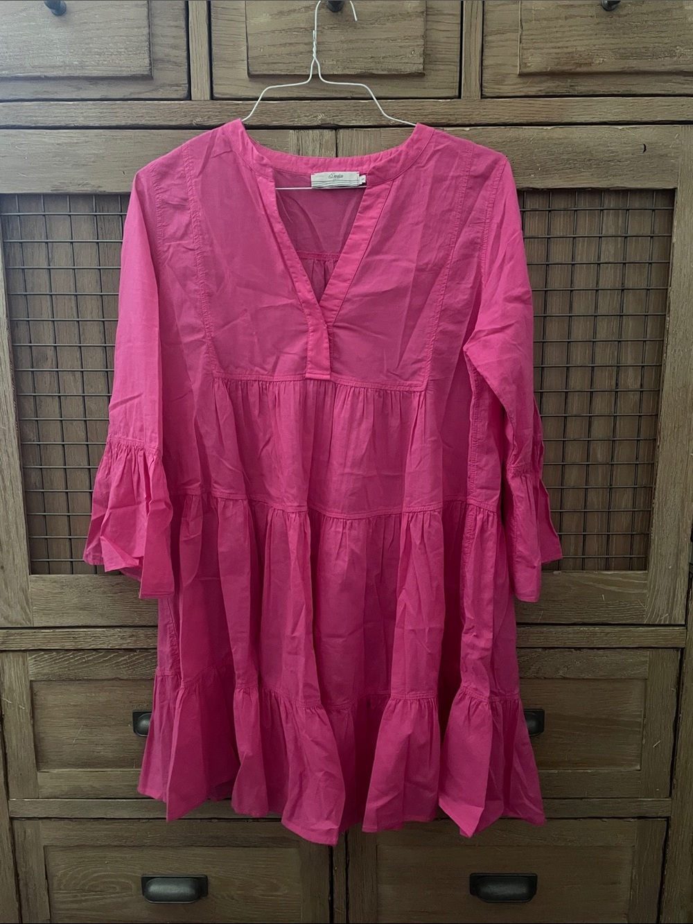Devotion TWINS Hot Pink Tiered V-Neck Dress